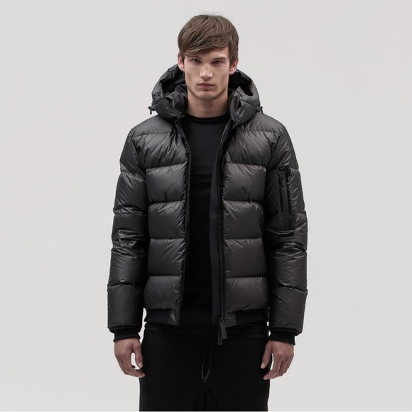 Templa Membra Goose Down Feather Bomber Jacket Size Small NWT Black - Picture 1 of 9